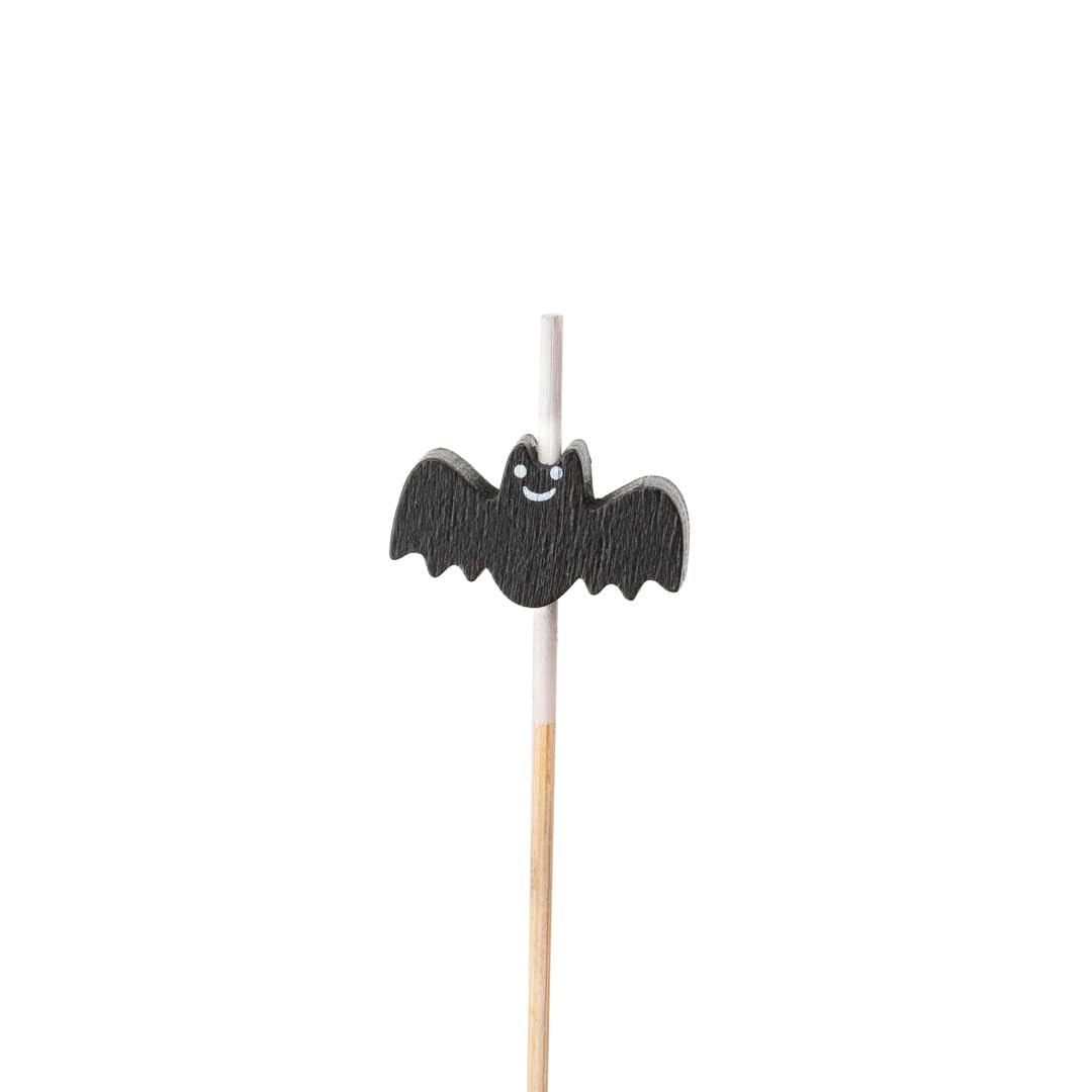 Restaurantware 3.5 Inch Halloween Skewers, 100 Pointed Bat Cupcake Toppers - Sturdy, Disposable, Black Bamboo Fall Food Picks, For Birthday Or Themed Party