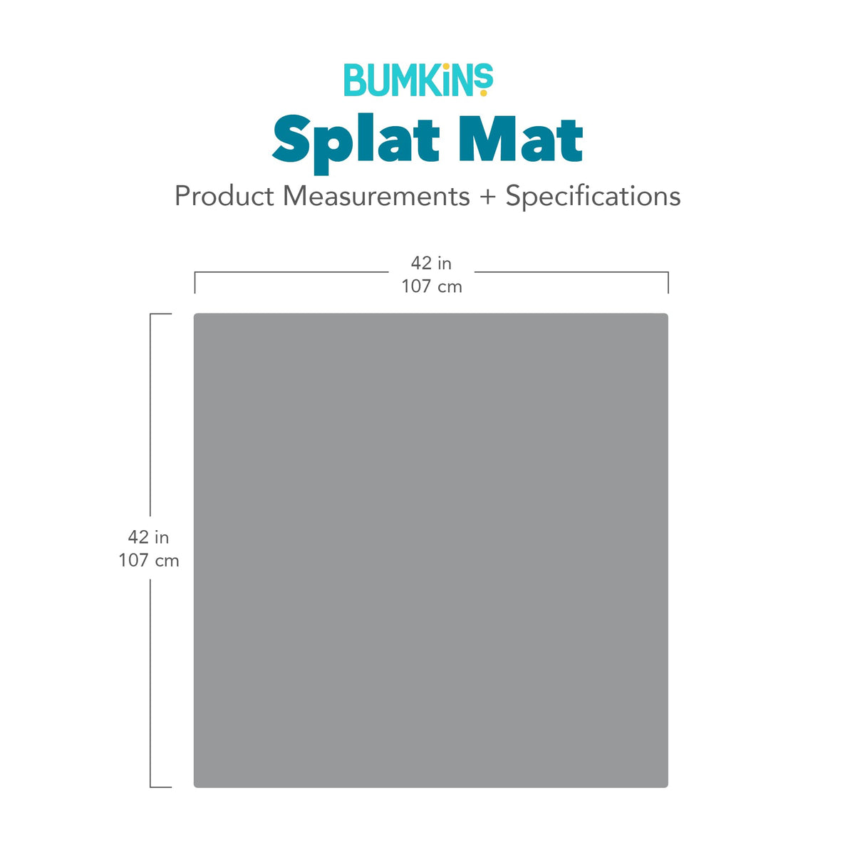 Bumkins Baby Splat Mat for Under High Chair, Babies Toddlers Eating Mess Mat, Waterproof Reusable Cloth for Arts and Crafts, Playtime Mat for Kids, Floors or Tables, Fabric 42inx42in, Black Hearts