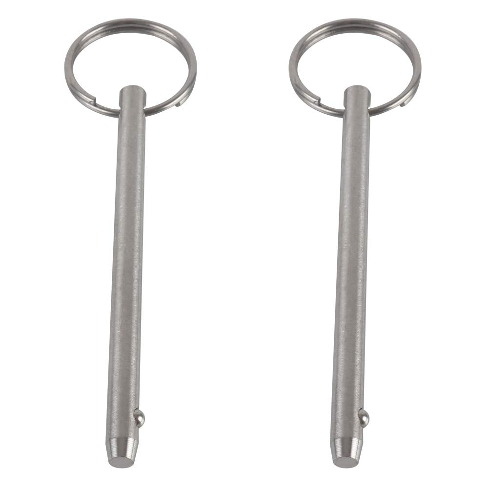 2 Pack Quick Release Pin, Diameter 1/4"(6.3mm), Overall Length 3.75"(95mm), Usable Length 3"(76mm), Full 316 Stainless Steel, Bimini Top Pin, Marine Hardware