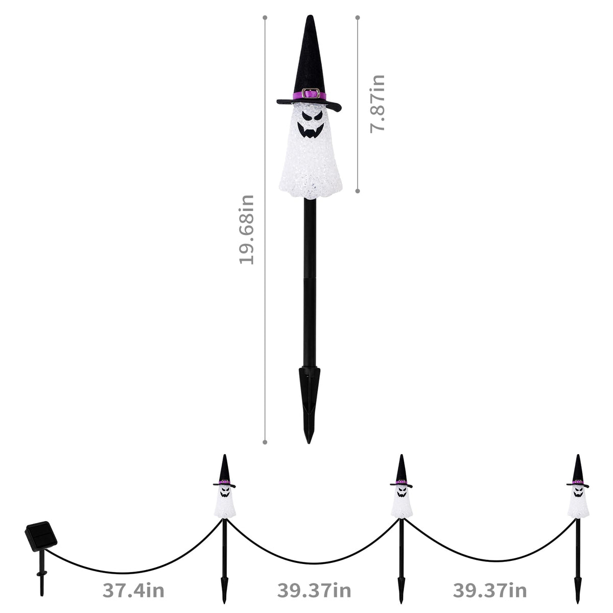LIGHTSHINE 3PCS Ghost Solar Halloween Decorations, Solar Landscape Pathway Lights, Garden Stakes Light, Outdoor Halloween Lights Decor for Yard, Patio, Porch (Orange+Purple+Green)