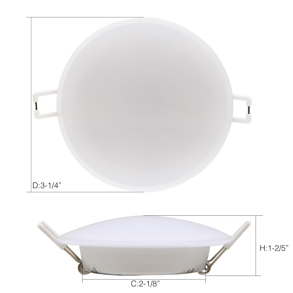 Homdec LED Recessed Ceiling Light, 3-Inch Dimmable 4W, 3500K Warm White, Metal, Model RVR3HN-34, 1 Pack