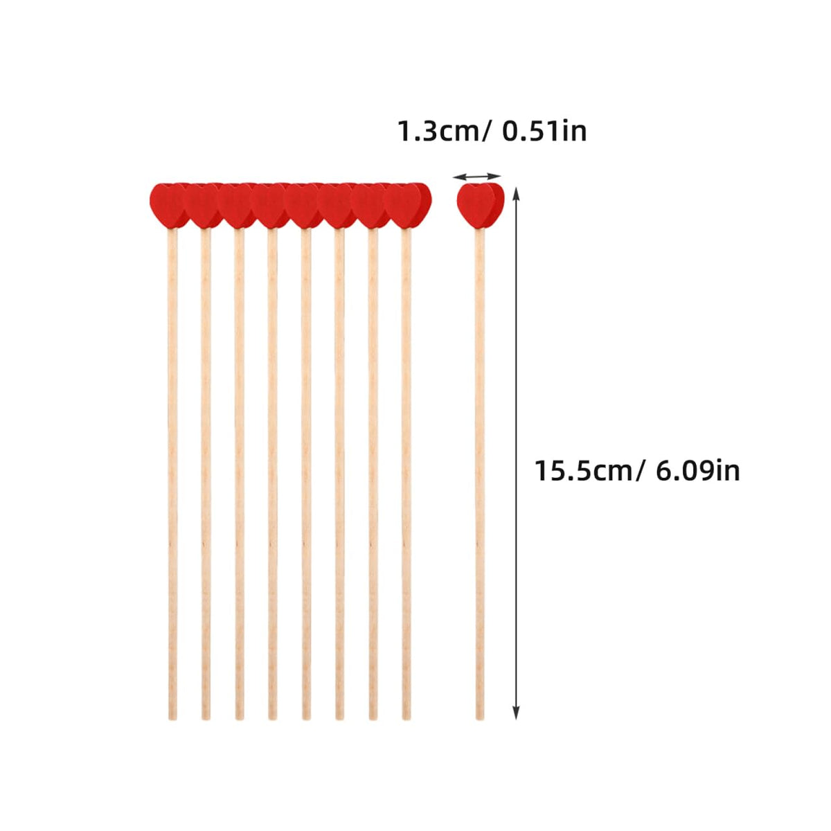 VOSAREA Wooden Coffee Stirrers 200Pcs Red Heart Drink Stirrers Disposable Cocktail Drink Stir Sticks Beverage Swizzle Sticks for Home Wedding Party Bar