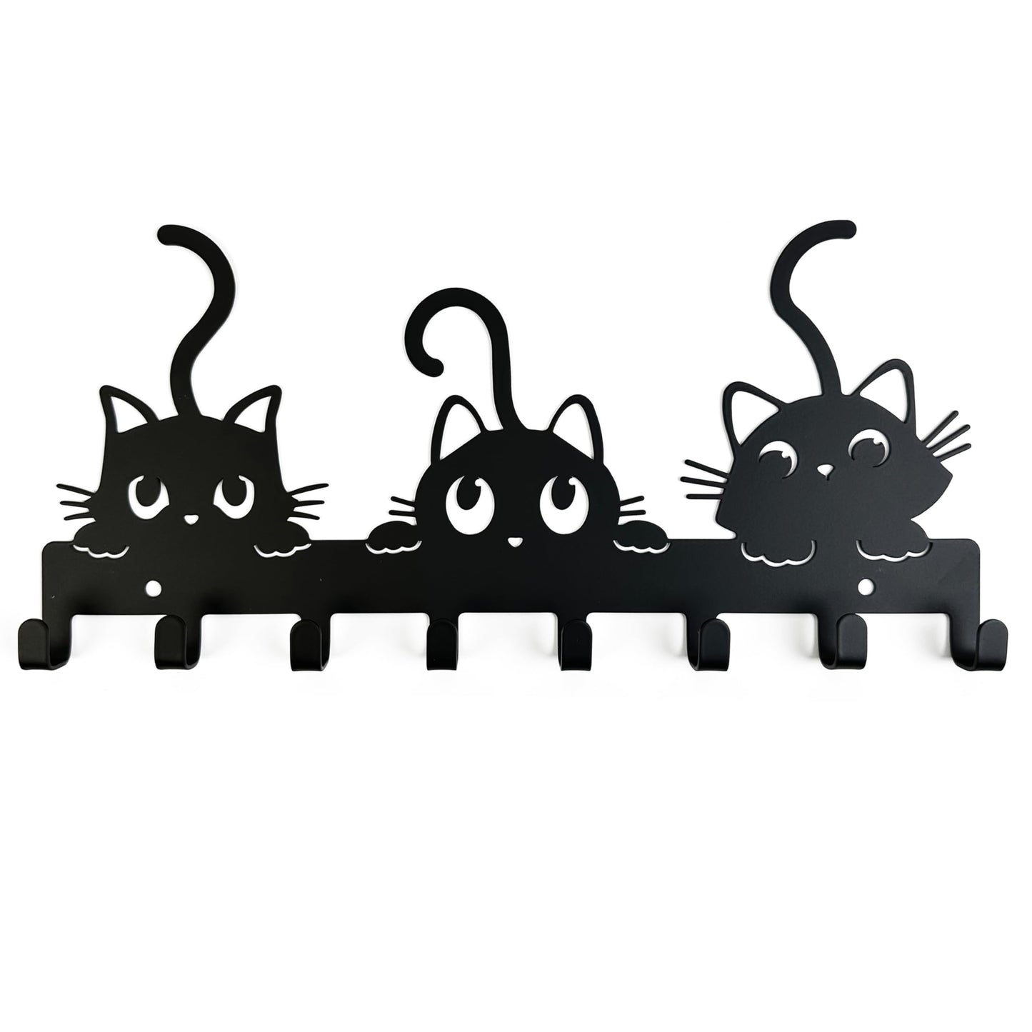 YXE Key Holder Wall Mount, Metal 8 Hooks, Keys Organizer Rack for Doorway ,Decoration and Functional Items for Home ,Housewarming Gifts (Cats Theme)