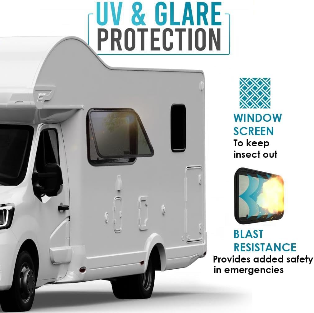 PRO FLEX Heavy Duty RV Exit Window - Tempered Glass, 36in W x 22in H, DOT Certified, Easy Installation, for 1-3/4in Wall Thickness