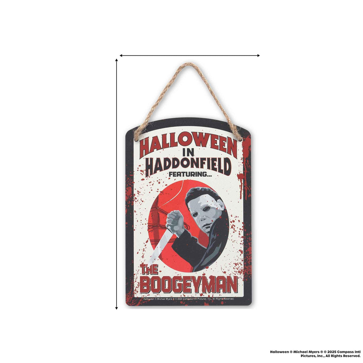Open Road Brands John Carpenter's Halloween in Haddonfield Hanging Metal Sign - Scary Halloweeen Movie Decor for Home Decorating