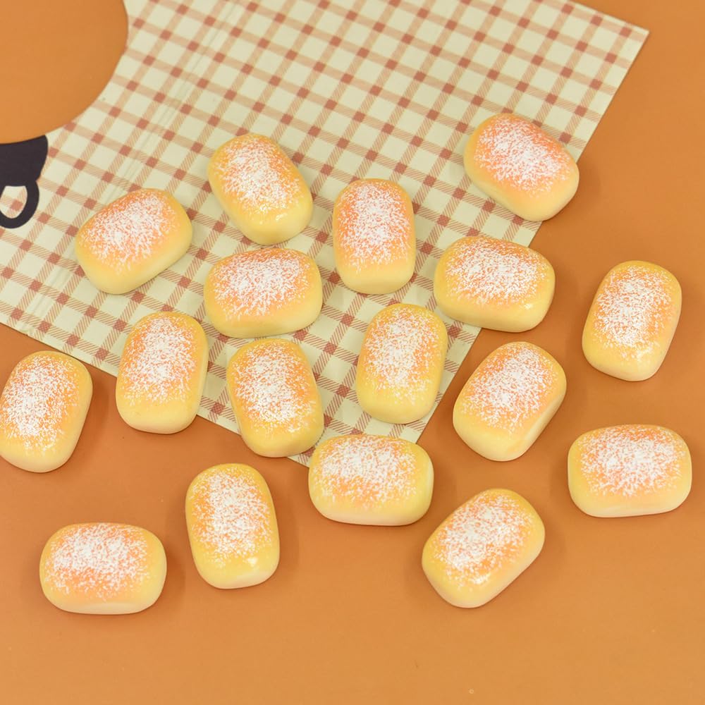 wybcfp 50 Pcs Artificial Mini Bread DIY Accessories Resin Miniature Bread Cake Decor Simulation Bread Craft Charm for DIY Craft Accessories Mini Kitchen Decoration