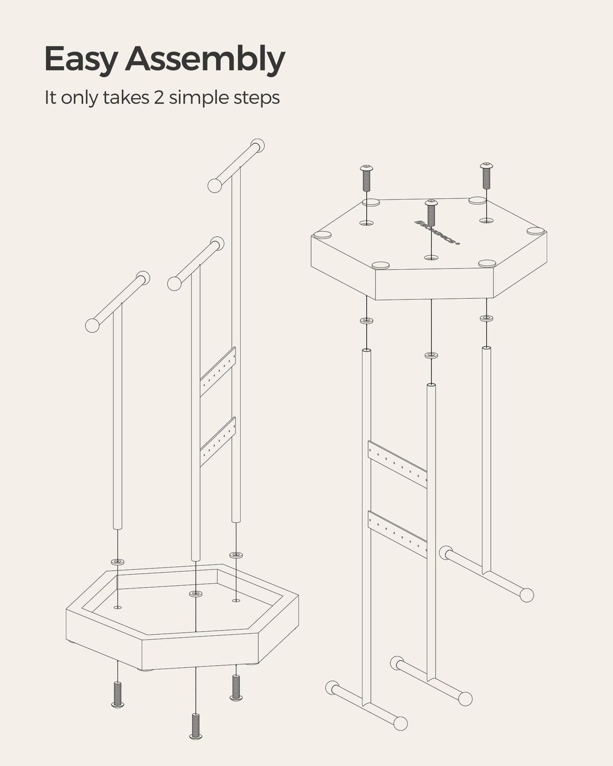 SONGMICS Jewelry Holder, Jewelry Organizer, 3 Tiers and 1 Tray, Jewelry Display Stand with Metal Frame, Necklace Earring Bracelet Holder, for Rings, Ink Black and Caramel Brown UJJS03CB
