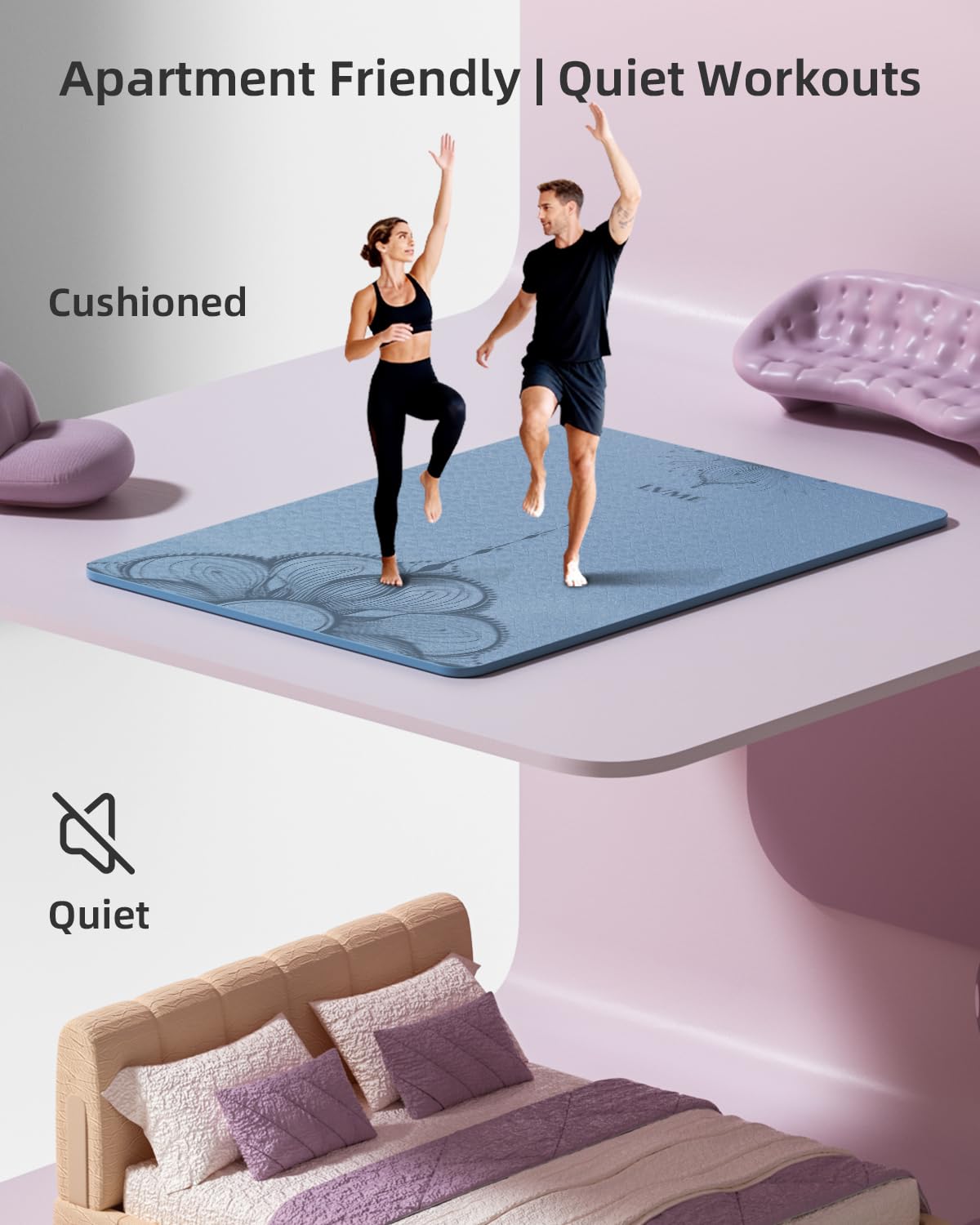 Large Yoga Mat (75.5"x47.6"x0.4"๏ผExtra Wide & Thick 10mm, Non-Slip Exercise Mat, High-Density TPE Mat for Yoga Pilates & Home Gym Workouts