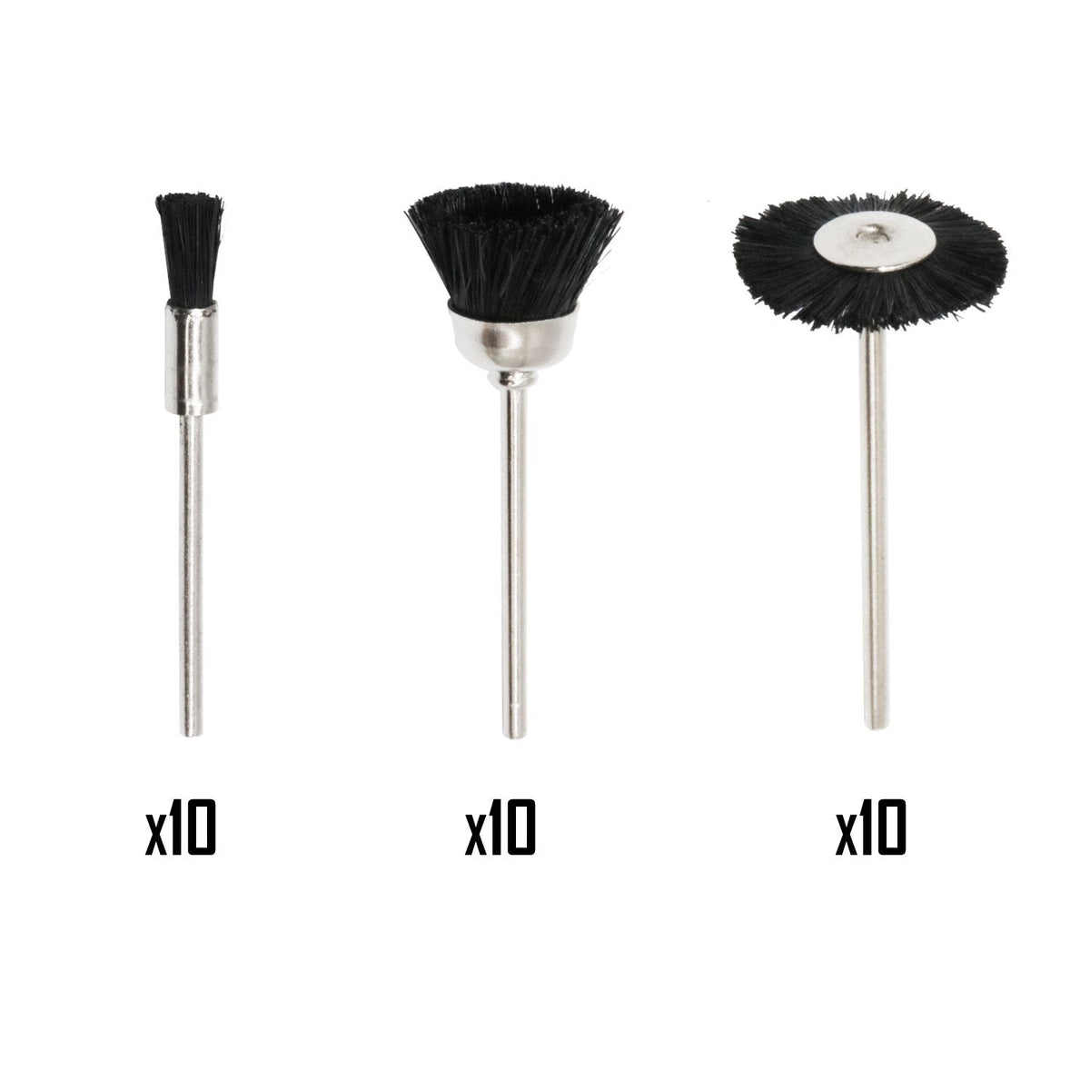 NIUPIKA Soft Nylon Bristle Brushes Cup Wire Brush Set Cleaning Polishing Accessories 2.35mm Shank for Rotary Drill Tools Pack of 30 Pieces