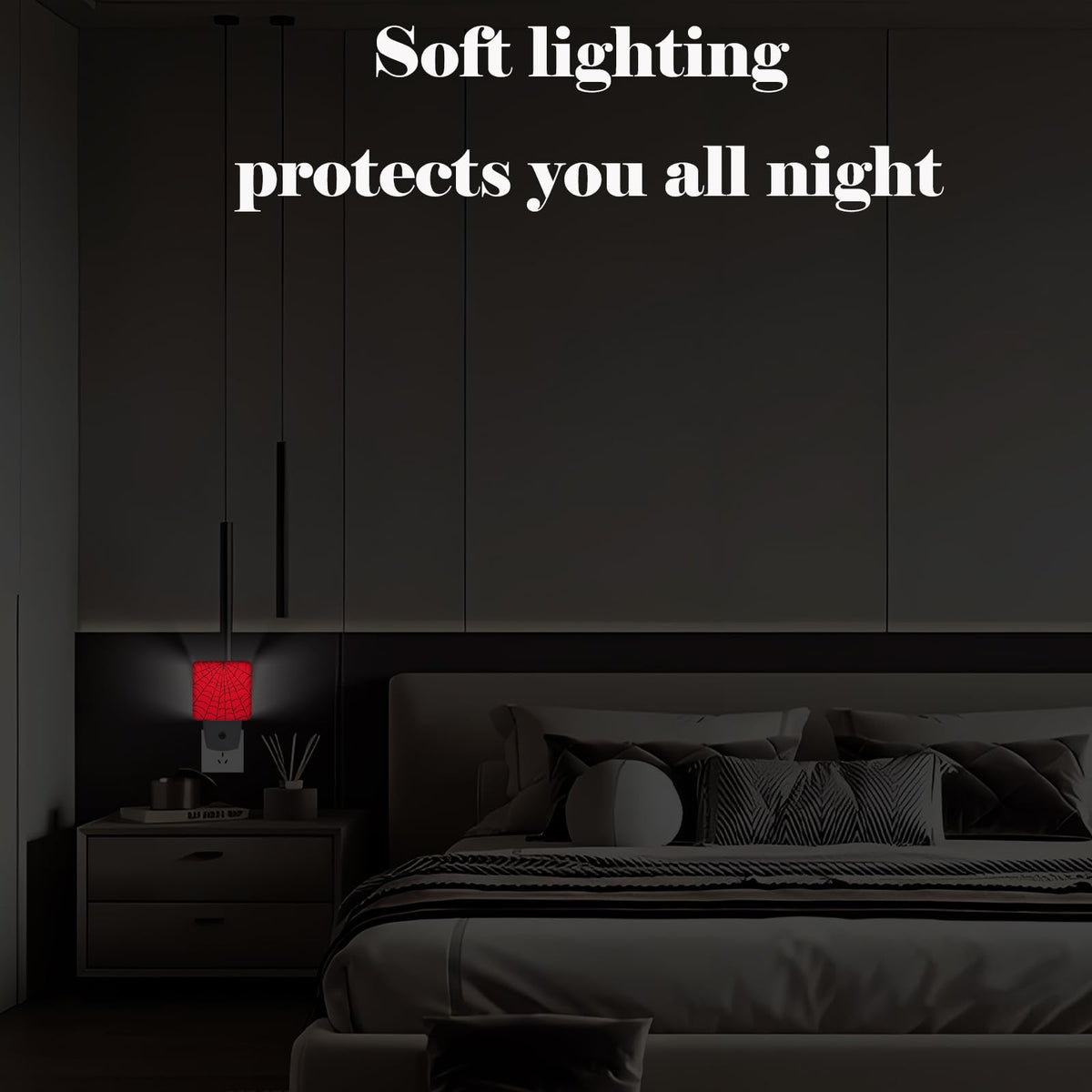FSHVQKD Red Spider Web Night Light,Plug Into Wall Decor for Stairway,Hallway,Kitchen,Dusk to Dawn Sensor Nightlights for Boys/Girls/Women/Men Room Gifts
