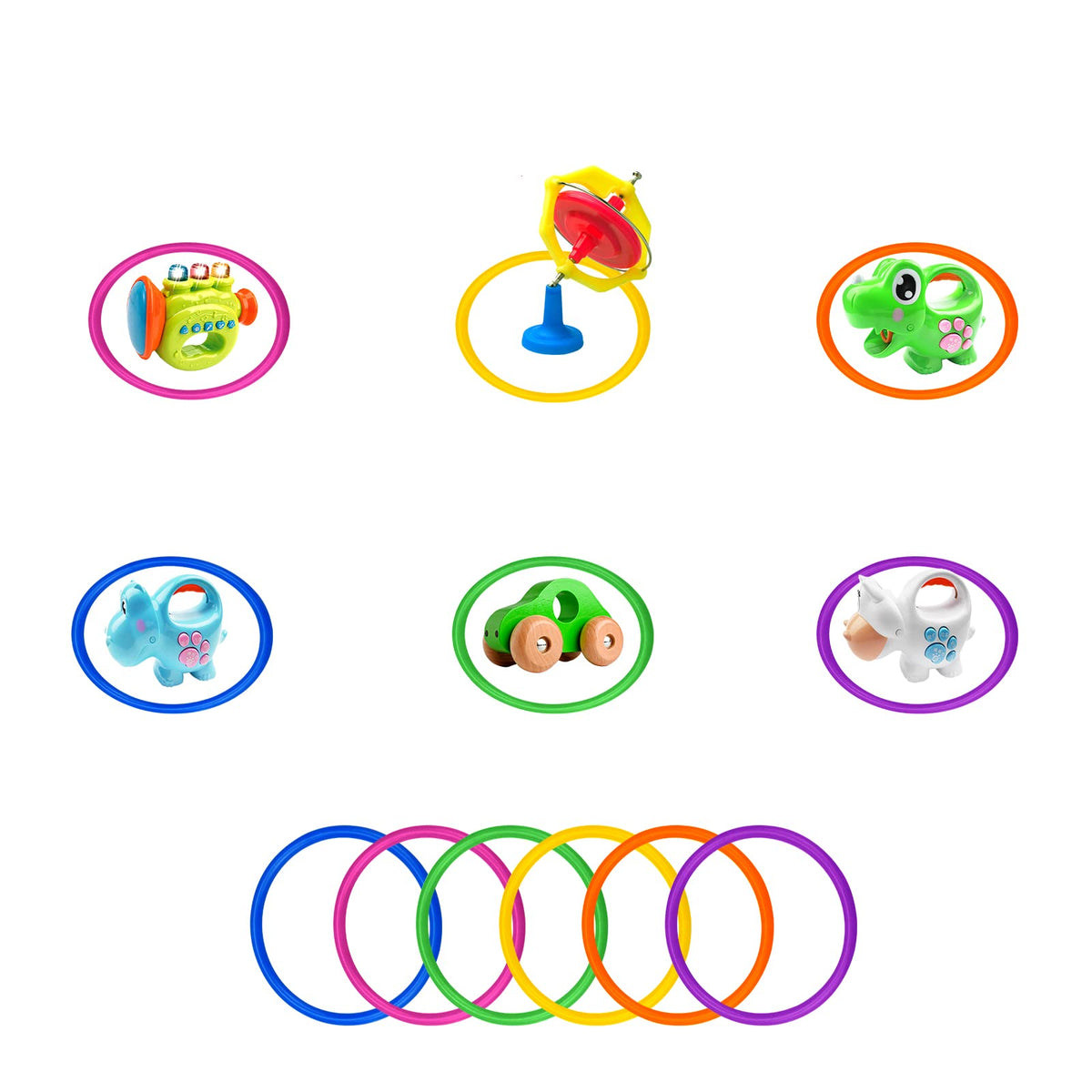 Topbuti 24 Pcs Multicolor Plastic Toss Rings Ring Toss Game Carnival Rings for Speed and Agility Practice Games, Garden Backyard Outdoor Games, Bridal Shower Game, Game Booth (3.1 Inch)