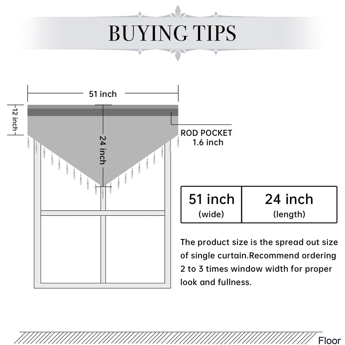 WUBODTI Halloween Black Beaded Sheer Valance Curtains for Windows 3Pcs, Gothic Farmhouse Window Valance Beads Tassel Semi Sheer Curtain Valances for Bedroom Bathroom Kitchen, 51 x 24 Inch Length