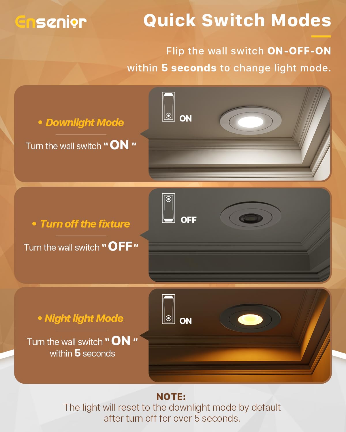 Ensenior 4 Inch Gimbal LED Recessed Light, Dimmable 2700K-5000K, 700LM, 6 Pack, FCC Certified, Model 769044