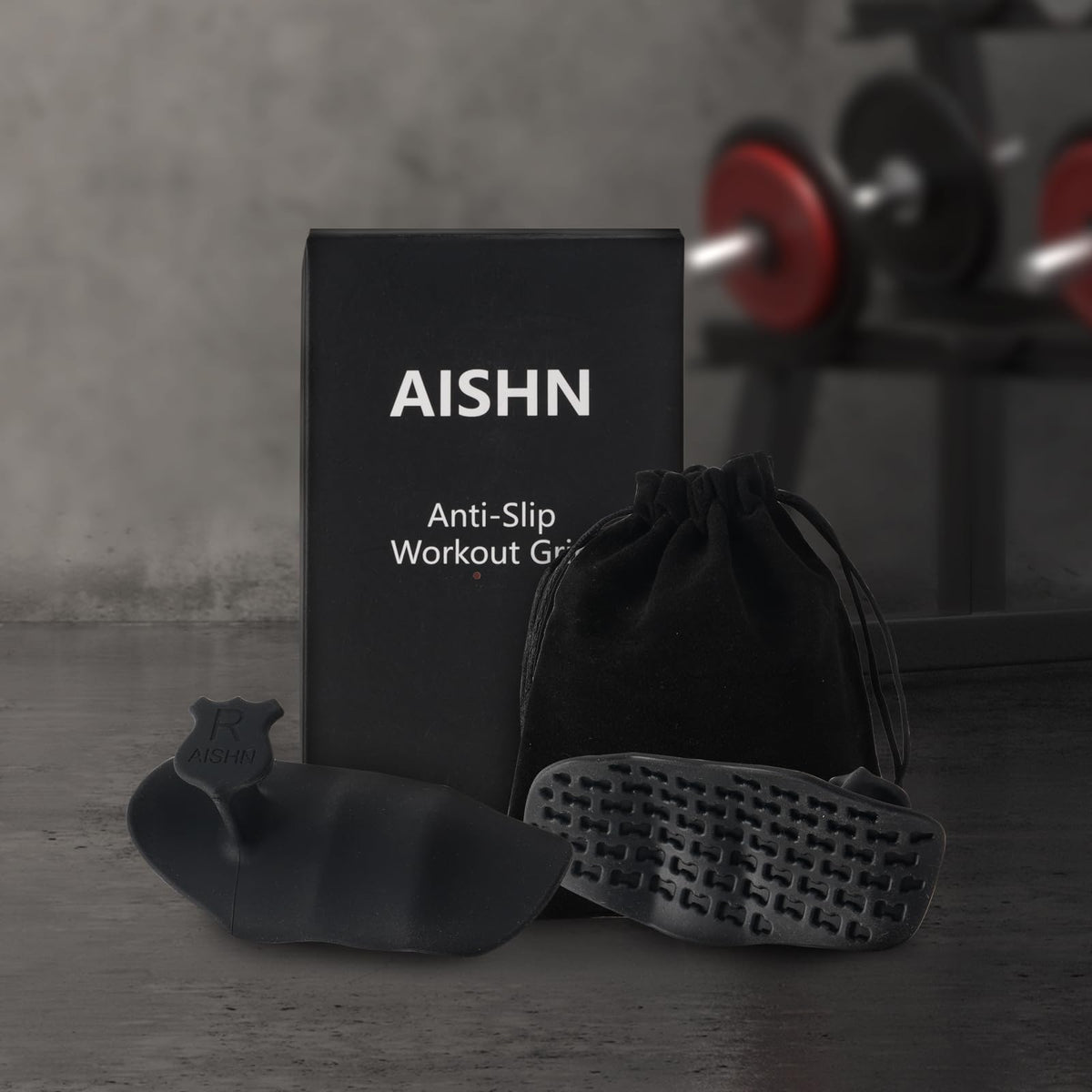 AISHN 2 pcs Anti-Slip Silicone Rypt Grips for Men & Women, Hand Grip Gryp Weight Grip for Deadlifts Pull-Ups, Gym Grips, Lifting Grips for Weight Lifting, Heavy Stuff Carrier Large Black