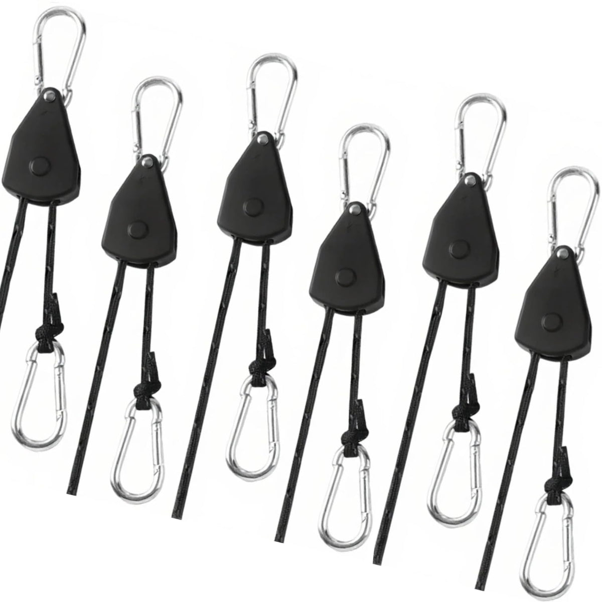 Longer 15ft Ratchet Strap Rope Tie Down Rope Rollers 6 Pack Paracord Tarps Tie Downs Small Cam Jam Retractable Paracord Ropes Tightener for Tent Canopy Use 1/8 inch