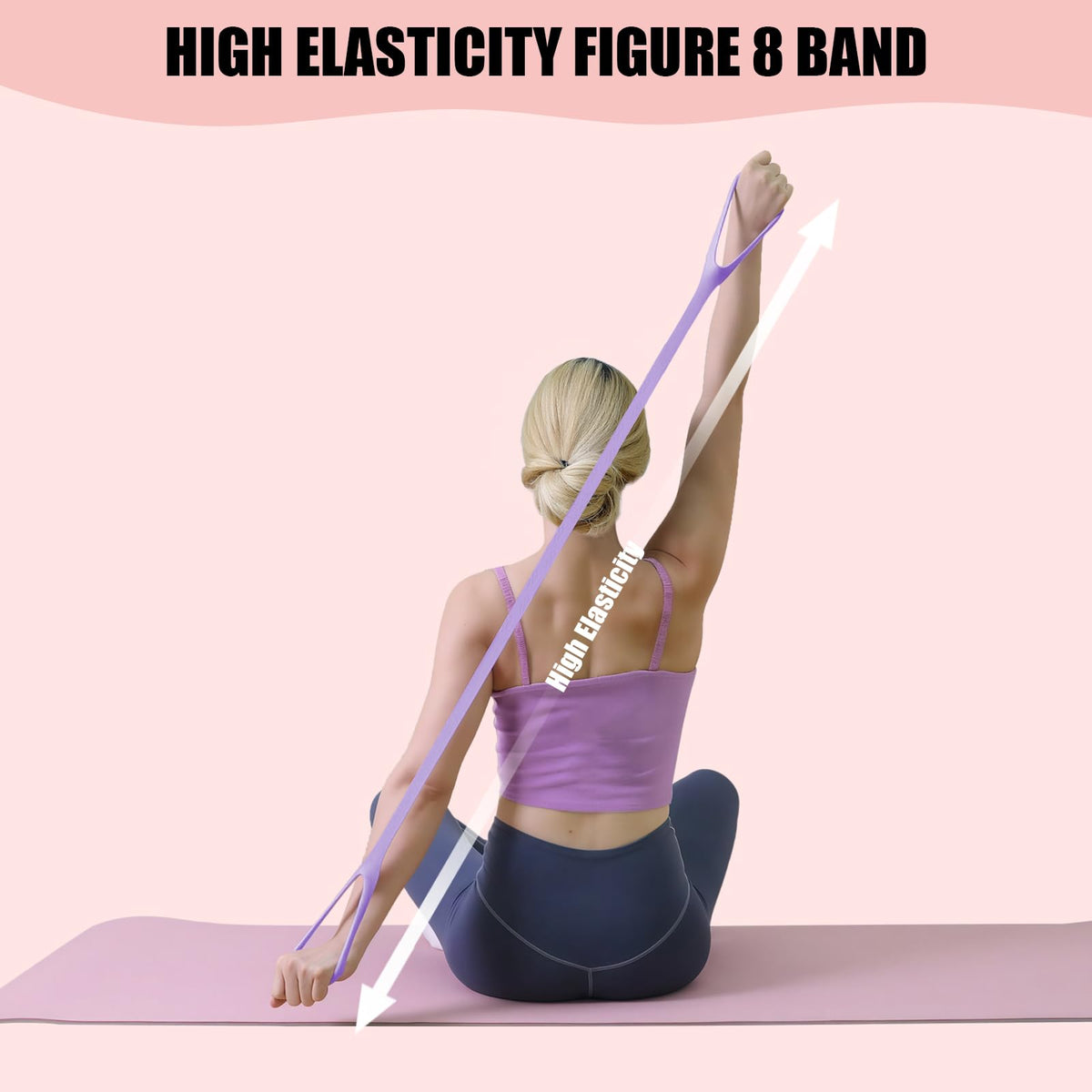 TREKONPEAK Figure 8 Resistance Bands, 8-Shaped Exercise Band for Women Arms Shoulder Back Legs Stretching Pilates Yoga (Pink 15Lb & Purple 25Lb & Blue 35Lb)