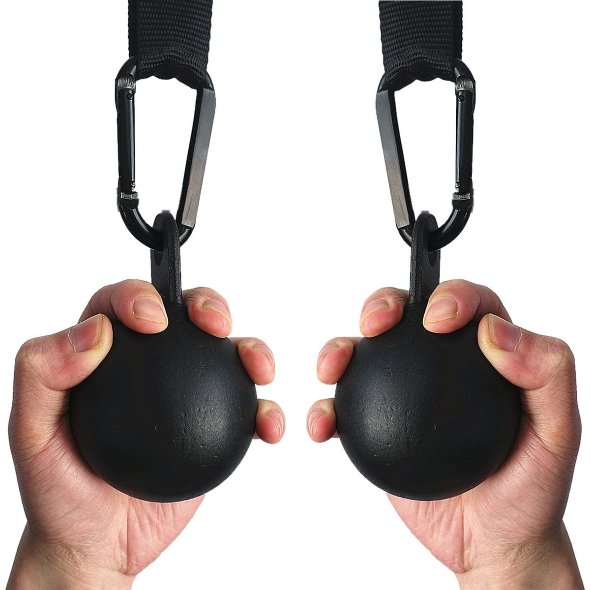 Lights Mountain Steel Cannonball Pull Up Grips Rock Climbing Holds Set Pull Up Ball Hold Grips with Hanging Strap Strong Carabiners Finger Strengthener, Forearm, Biceps, Back Muscles Training