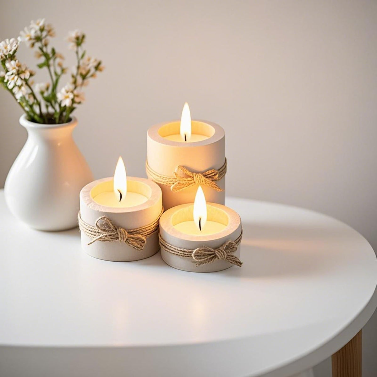 FUNSUEI 12 Pack Wooden Tea Light Candle Holders, 3 Sizes Wood Votive Candle Holder, Wood Log Candle Holders Rustic Tealight Candle Holder for Dinning Party Room Decoration
