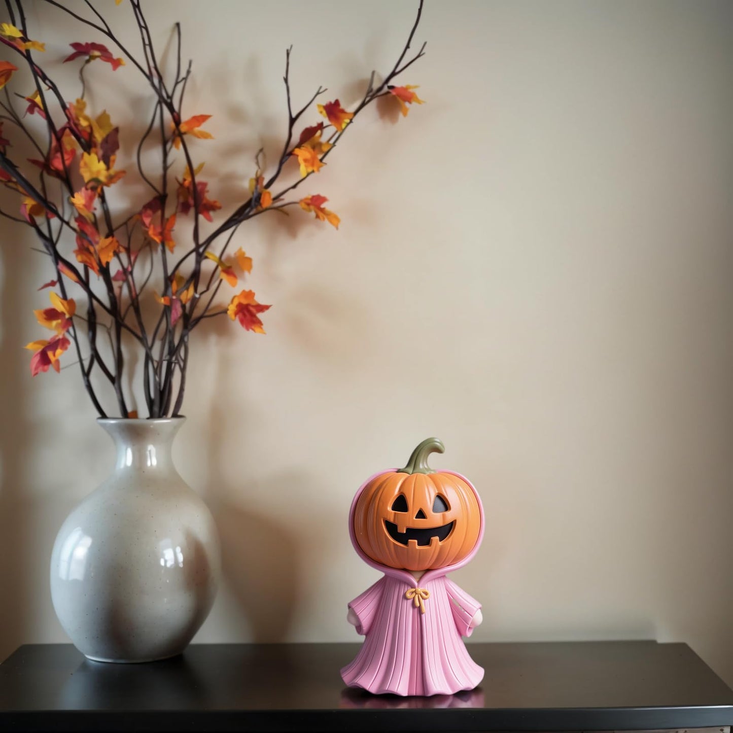 Lummitwit Pink Halloween Ghost Decoration, Cute Pink Ghost Figurine, Halloween Resin Figurine, Cute Pumpkin Ghost Indoor Dining Table, Mantel, Shelf Decoration Craft Pumpkin Gift (Pumpkin Face)