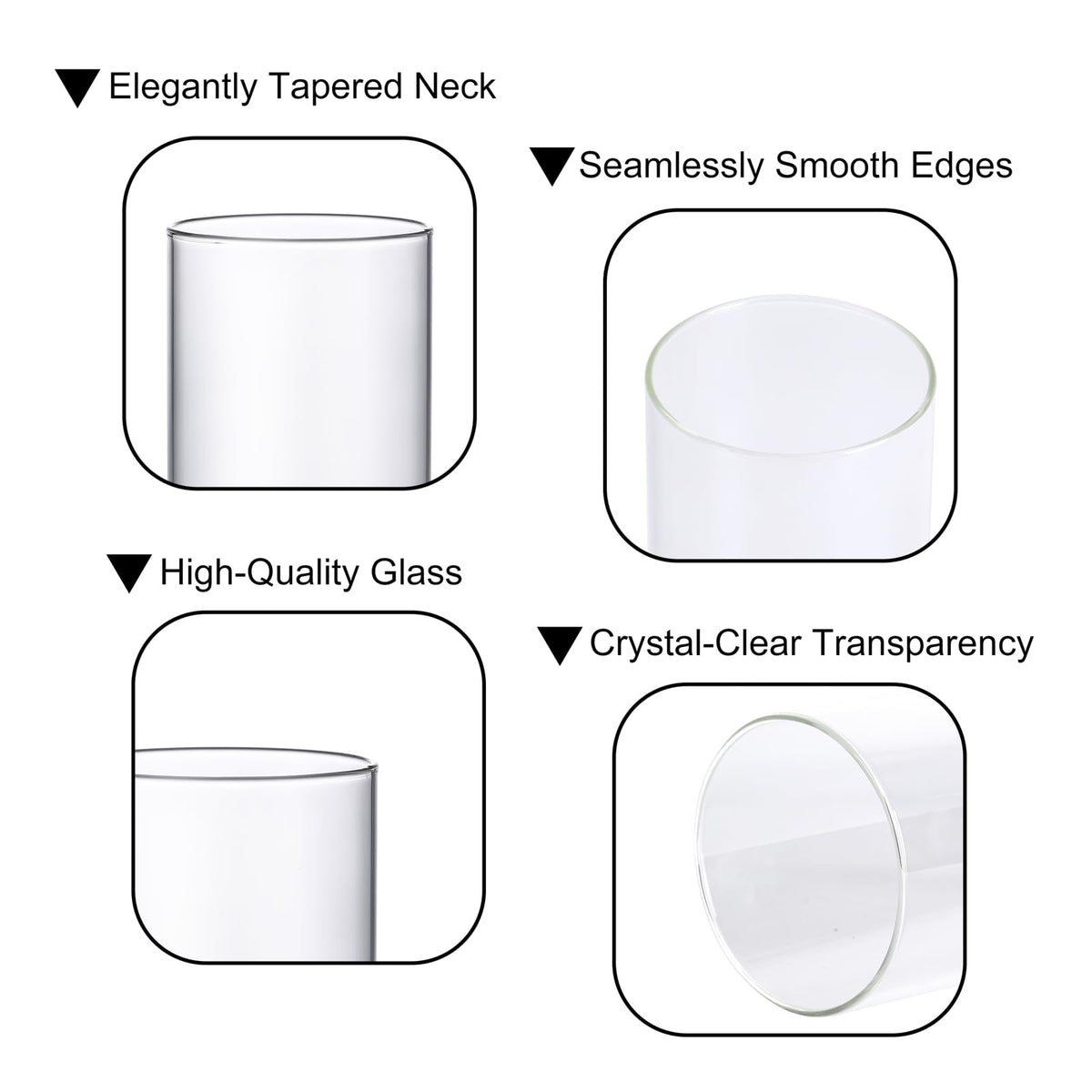 PHOSPHOR Hurricane Candle HoldersFor Pillar Candle Clear Glass Cylinder Centerpieces Vases Table Decoration Centerpiece Floral Room Decor Clear Seeded Bubbles Living Dining Kitchen 3 Pieces