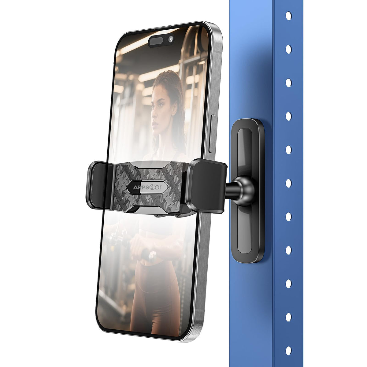 APPS2Car Magnetic Phone Holder for Gym, Alloy Base and Joint for Strong Hold, 360ยฐ Adjustable, Compatible with 4.7-6.5 Inch iPhone & Android Phones, Gym Accessories Gift for Men Women