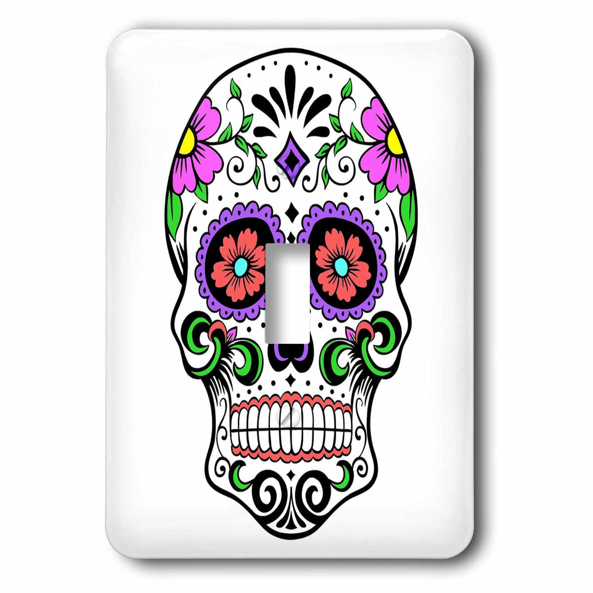 3dRose lsp_186236_1 Sugar Skull, Pink Light Switch Cover
