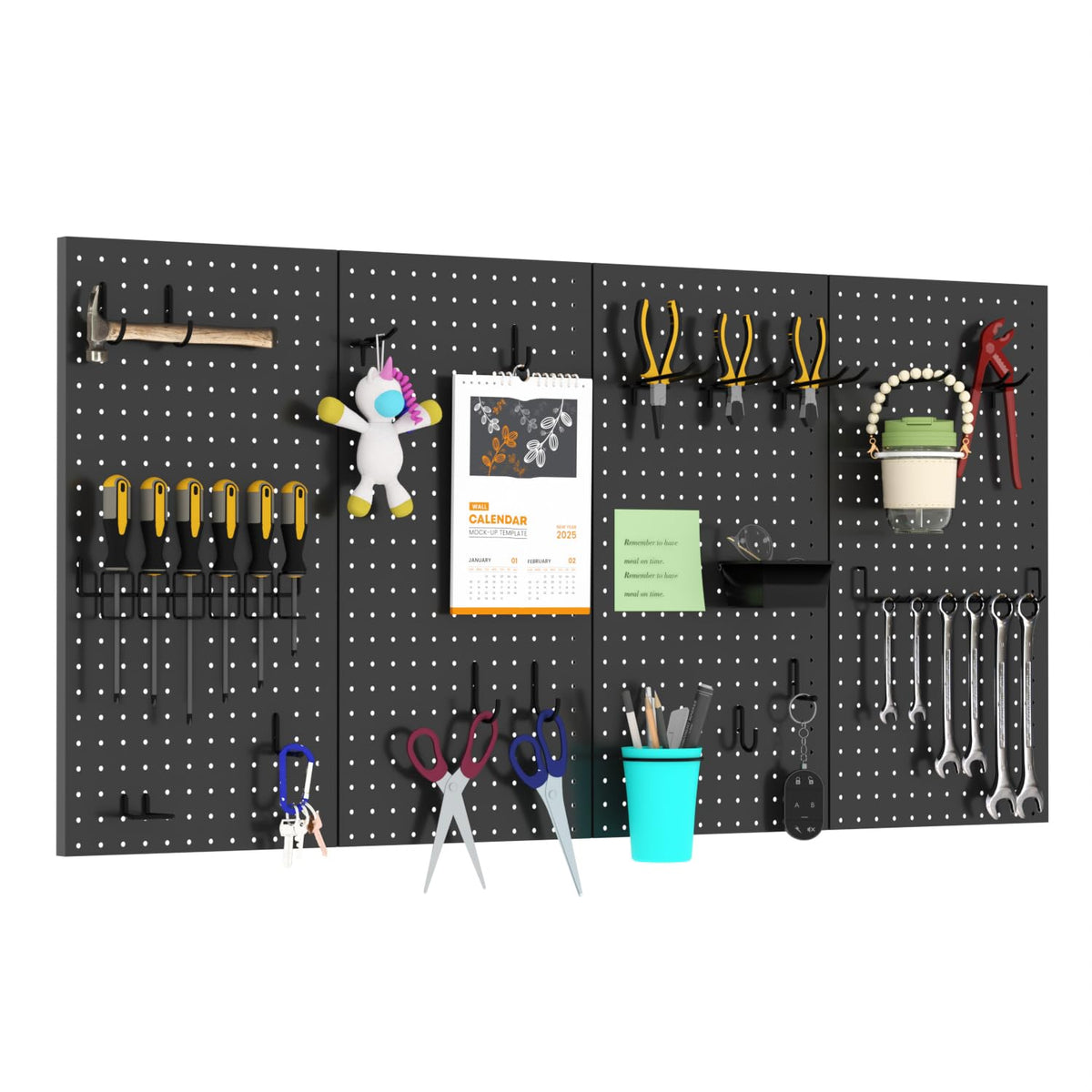 HUZJIEHUI 4 PCS - 12" W x 24" H x 0.78" D Metal Pegboard Wall Organizer, Compatible with All 1/8" and 1/4" Hooks, Suitable for Wall Home, Garage Tool Storage, Office Organization, Craft Room, Kitchen