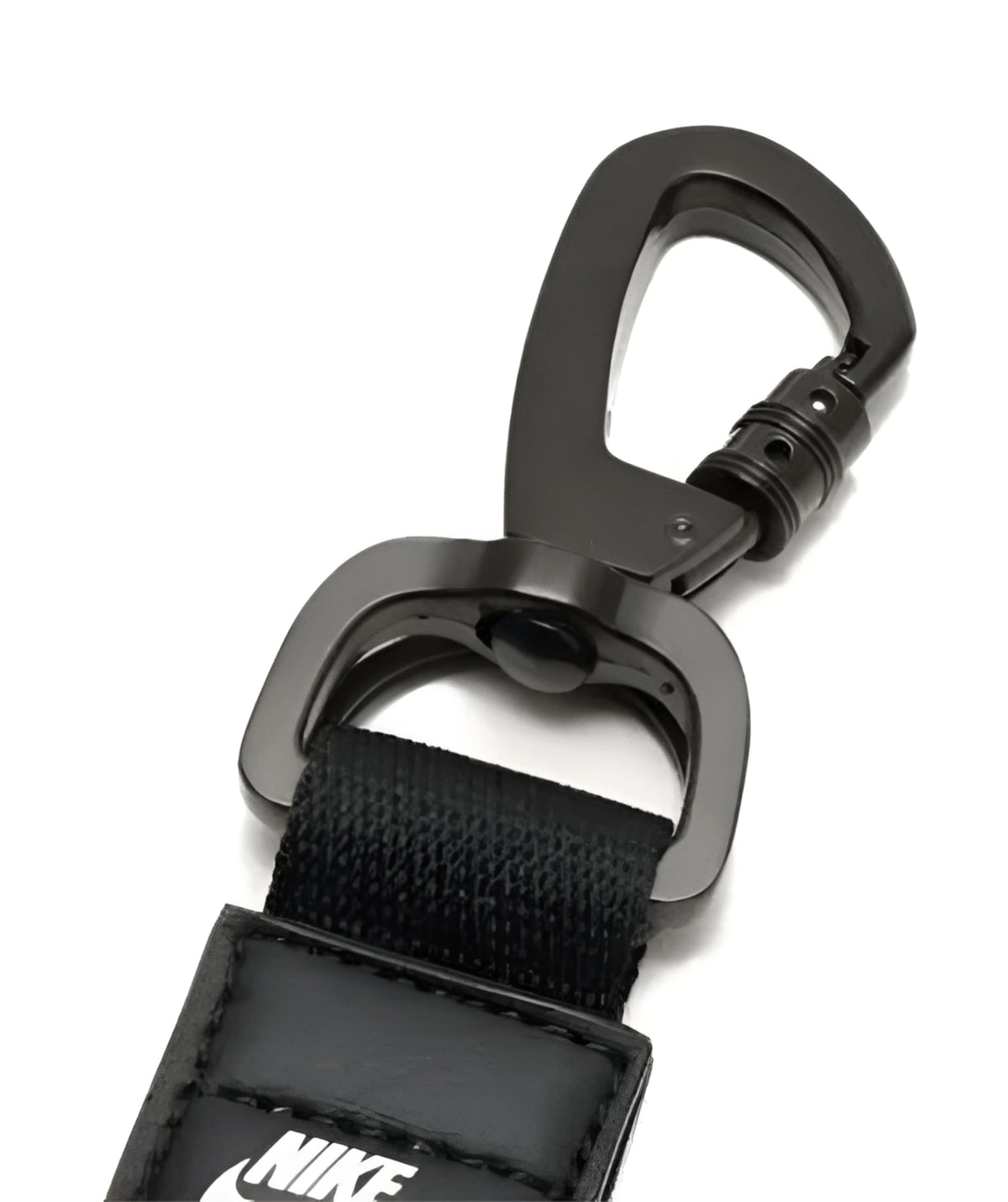 Nike Swoosh Key Holder - Durable Carabiner-Style Clip, Keychain with Iconic Branding (Black/White, One Size)