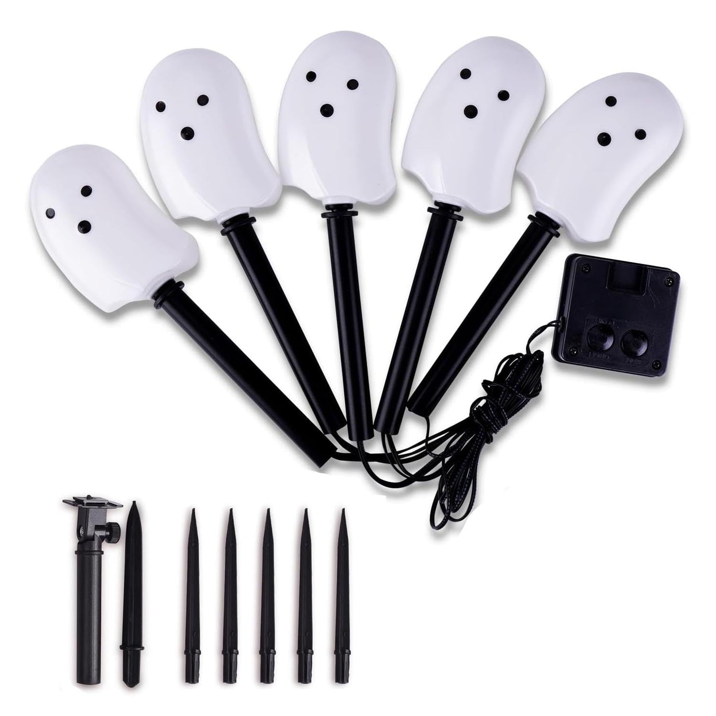 Halloween Solar Lights for Outdoor Decorations, 5 Pack Ghost Pathway Lights, Solar Ghost Lights for Garden, Yard, Party Halloween Decor(Dull)