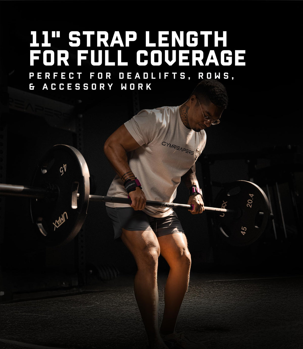 Gymreapers Weight Lifting Straps With Dowel - Wrist Straps for Weightlifting - Workout Deadlift Wrist Weights - Reinforced Stitching & Padded Fit Gym Accessories for Strength & Gym Hand Grip (Pink)