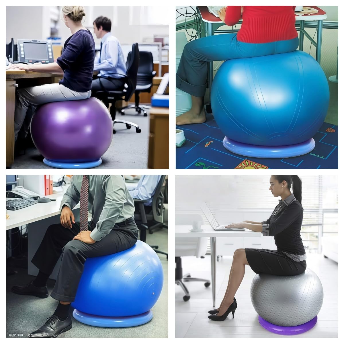 IRUZJZC Yoga Ball stabilizer Base with Anti Slip Ring - Used for Home Gyms and Offices, PVC Fitness Ball Holder with Anti Slip Stability and Enhanced Safety (Yellow)