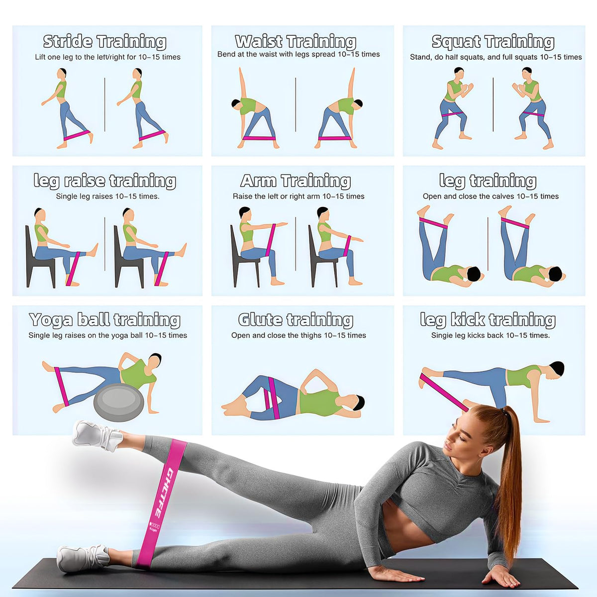 GHCTFE Resistance Loop Exercise Bands Set – Professional Workout Bands for Strength Training, Home Gym & Fitness Equipment, Beginner-Friendly Workout Bands with Manual, 5 Resistance Levels