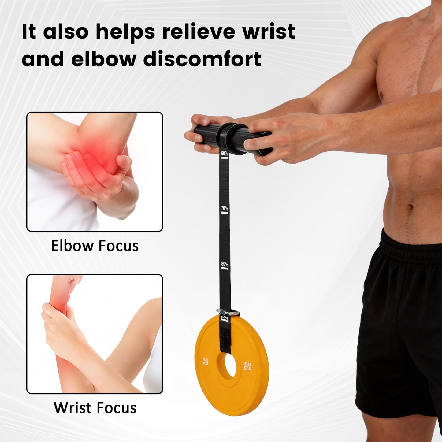 LIZAAL Forearm Strengthener & Wrist Roller,Forearm Exerciser with Thicker Silicone Handle, Forearm Trainer with Heavy-Duty Nylon Strap, Ideal for Muscle building,Grip Strength and Recovery Training - Black
