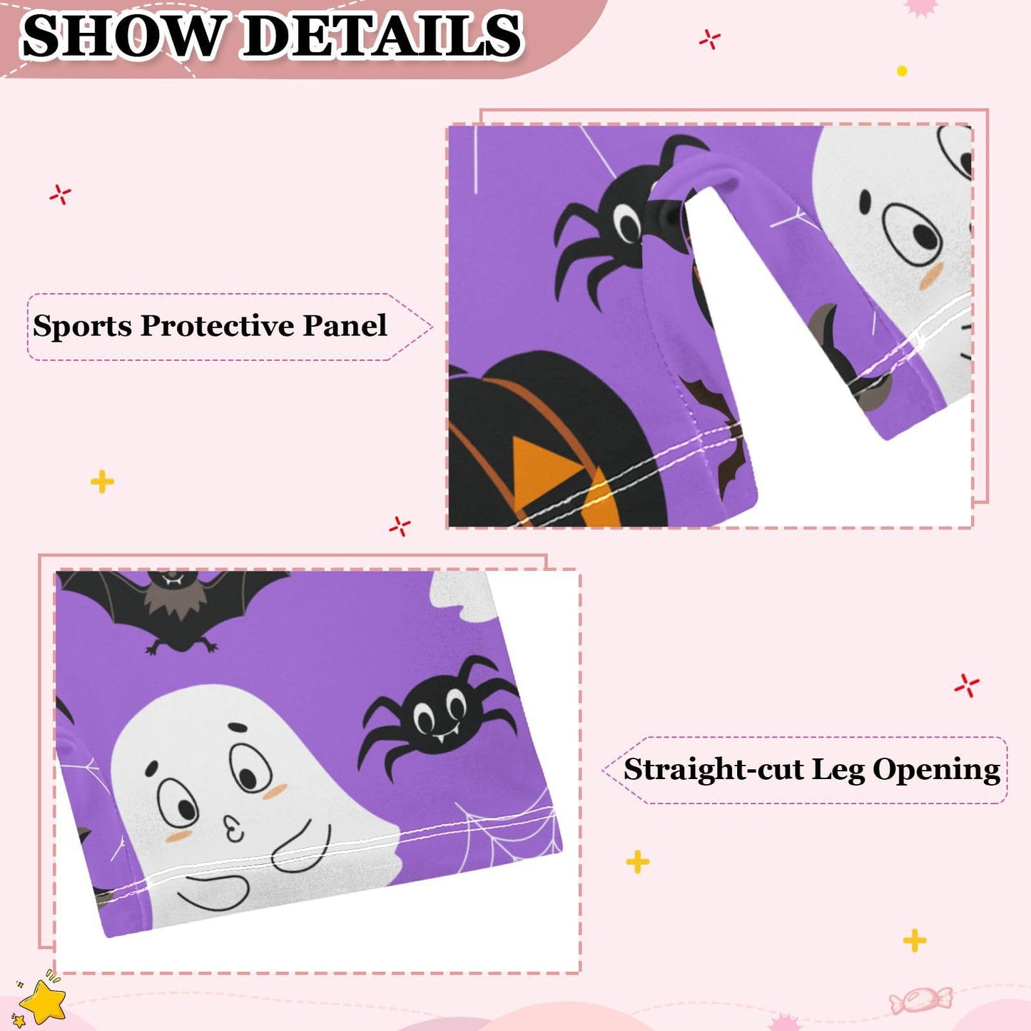 Aflyko Halloween Girls Gymnastics Leotard Jack O Lantern Spooky Ghost Infant Unitard With Shorts Tumbling Sportwear Gym Biketards Ballerina Dance Outfit 3-4T