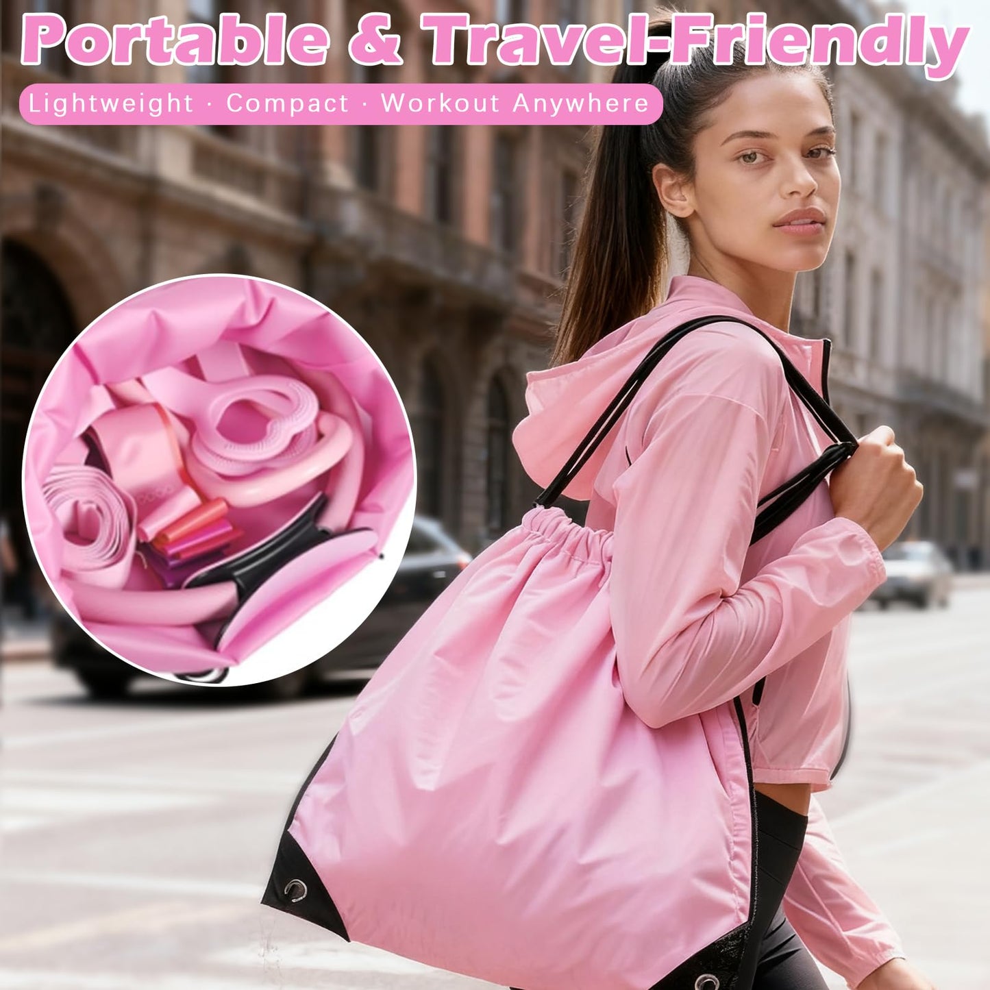 VIOXIA Pilates Kit for Home Workouts – Pilates Equipment Set with Ring, Ball, Resistance Bands, Pilates Accessories, Pilates Essentials Kit for Women, Pilates Sets for Home Exercise(Pink)