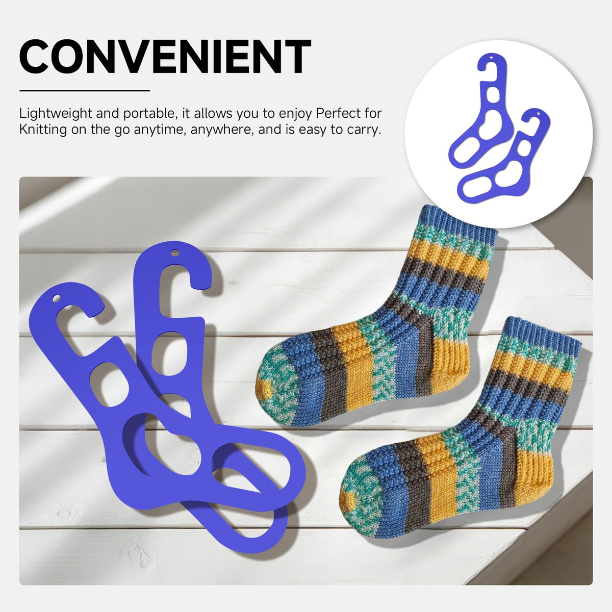 Autumnswan 2Pcs Acrylic Sock Blockers for DIY Crochet Socks, Knitting Sock Ruler Stocking Blockers for Beginners, Socking Stretchers for Handmade Sock Crafting(Blue)