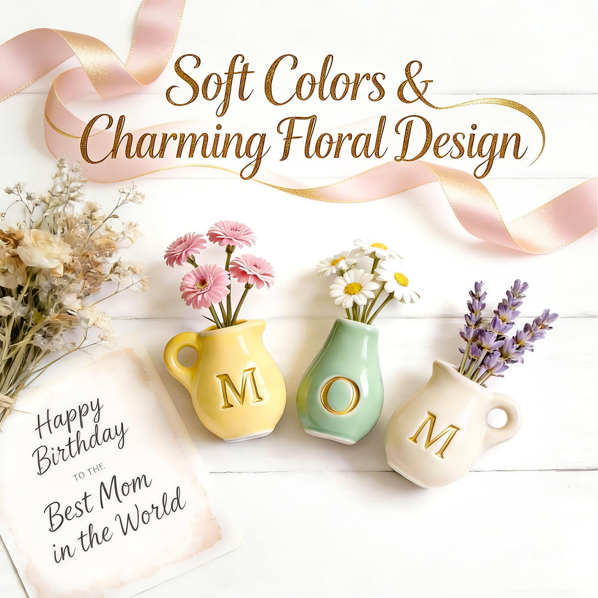 Mini Ceramic Vase Fridge Magnets ā Tiny 3D Flower Vase Refrigerator Magnets with Fake Flowers, Cute Kitchen & Home Decor, Unique Birthday for Mom & Women