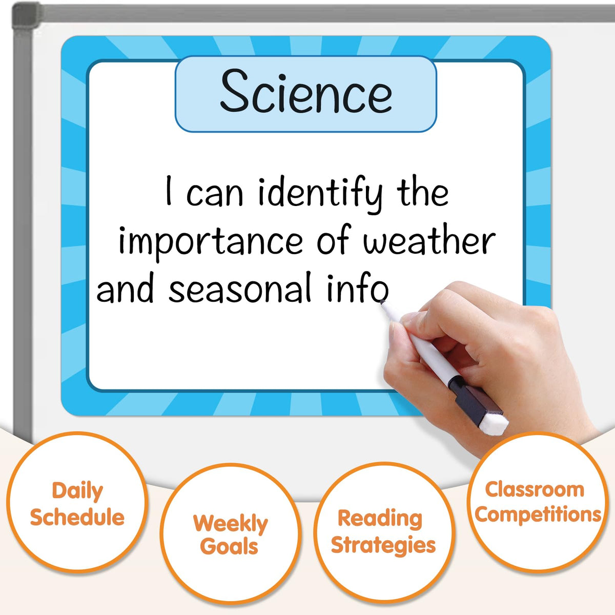 Auchq Magnetic Write & Wipe Paper Organization Chart, Dry Erase Objectives Learning Magnets for Classroom Whiteboard, Great for Classroom Goals Targets, Including 6 Magnets.