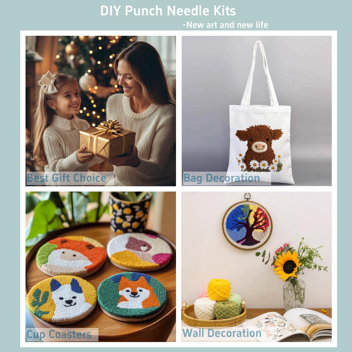 DIY Punch Needle Kits Space Planet Easy for Beginners Embroidery Starter Set with Hoop Stress Relief Craft Hobby and Home Decor 20x20cm-1