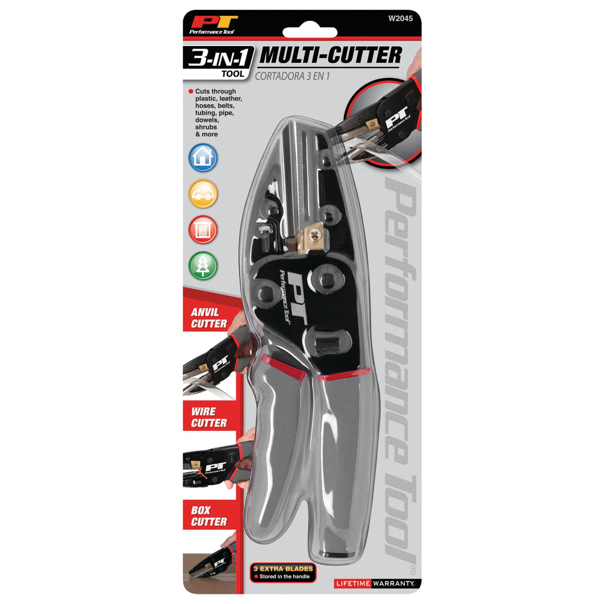 Performance Tool W2045 3-in-1 Multi Power Cutting Tool With Built-In Wire Cutter & Utility Knife