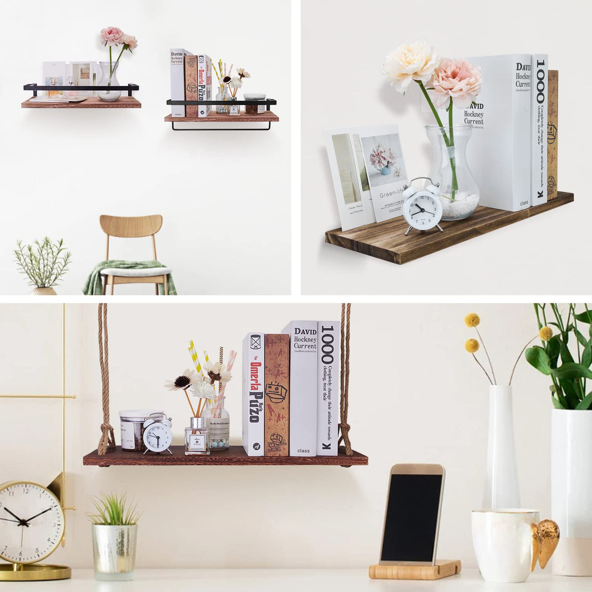 Multifunction Unfinished Wood, Wood for Crafts, Signs, Wall Decorations, Storage Shelves, 16.5" x 5.9" x 0.59", Set of 3, Carbonized Black, Blank Wood Signs for Front Door