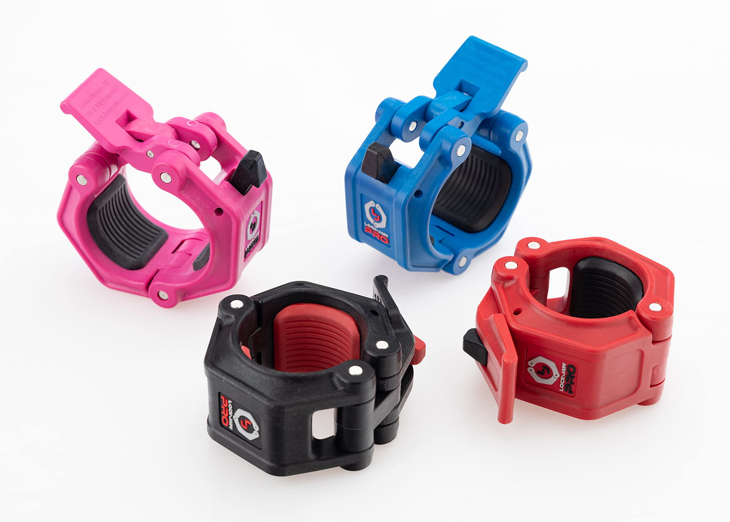 Lock-Jaw PRO 2 Barbell Collars Olympic Barbell Clamps 2 Pcs – Heavy Duty Bar Clamps for 2” & 50mm Olympic Bars – Secure Weight Bar Clamps for Strength Training & Home Gym Accessories – Pink