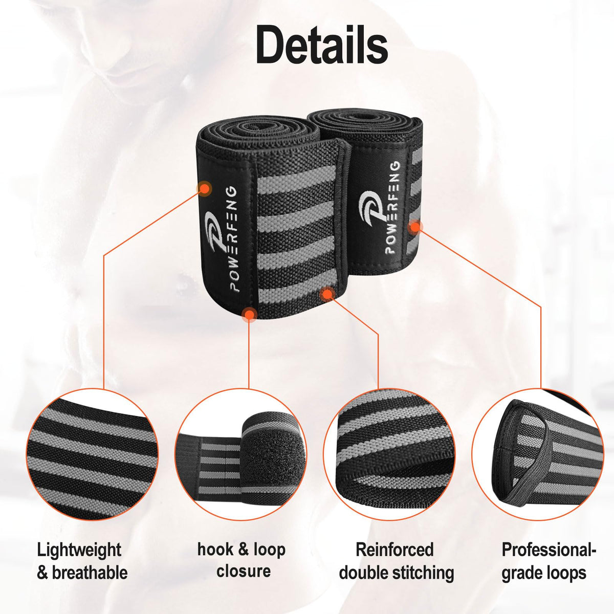 Elbow Wraps for Weightlifting:Elbow Sleeve Weightlifting Support for Bench Press Cross Training & Powerlifting - Elbow Straps for Weightlifting Gym Men Women (Gray)