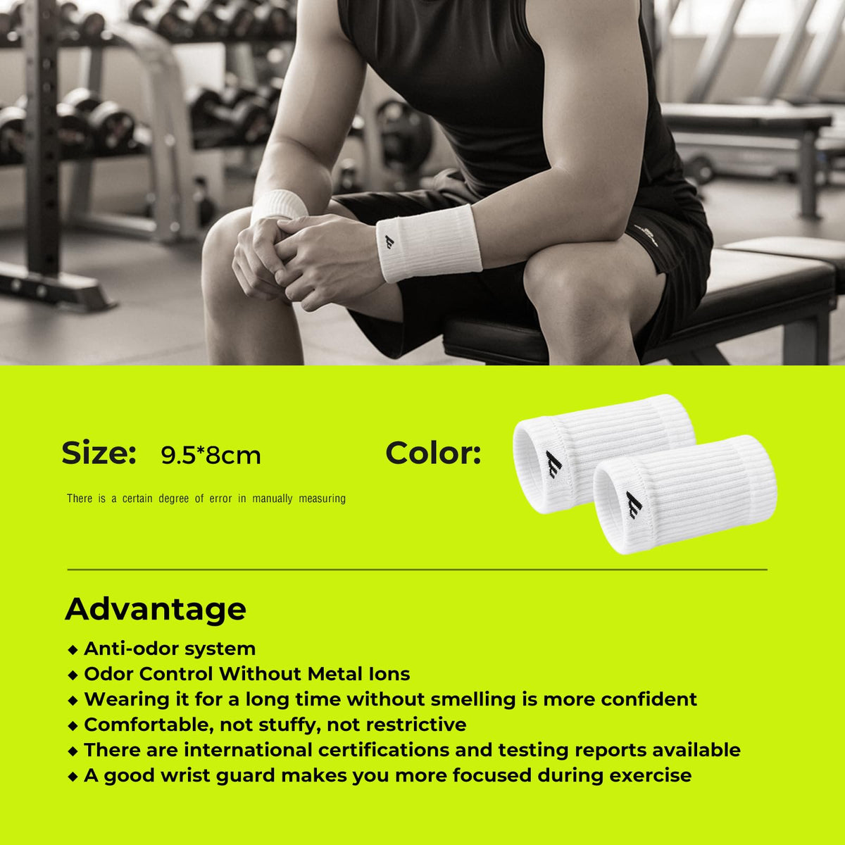 MOON 2 Pairs Breathable Wrist Sweatbands for Men Women, Anti Odor Moisture Wicking Elastic Sports Wristbands for Basketball, Tennis, Cycling, Running, Gym, Working Out, White