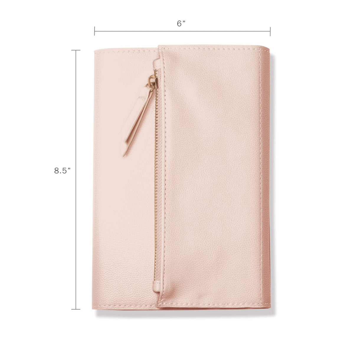Fringe Vegan Leather Clutch Paperback Journal Encased In Soft Cover with Zippered Pouch Flap Closure, 240 Lined Sheets 6 x 8.5 Inches, Blush (135006)