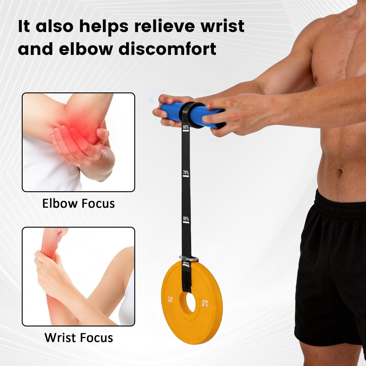 LIZAAL Forearm Strengthener & Wrist Roller,Forearm Exerciser with Thicker Silicone Handle, Forearm Trainer with Heavy-Duty Nylon Strap, Ideal for Muscle building,Grip Strength and Recovery Training - Blue