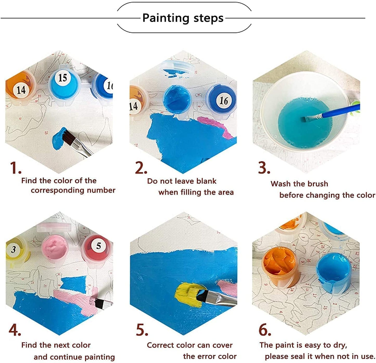 VeGuude Paint by Numbers for Adults and Kids Beginner, 4 Pack Painting by Number Kits On Canvas, Without Frame DIY Moon Mushroom Oil Painting Acrylic Paints, Home Wall Decor Gift 12x16inch