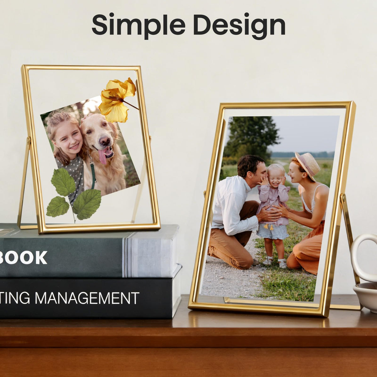 JOJOWISE Gold 4x6 Floating Picture Frame For (2x3'', 3.5x5'', up to 4x6'') Photos, Adjustable TabletopShelf Display Premium Gift picture frame 3.5x5'' for Wedding, Thanksgiving, Christmas Home & Office Décor