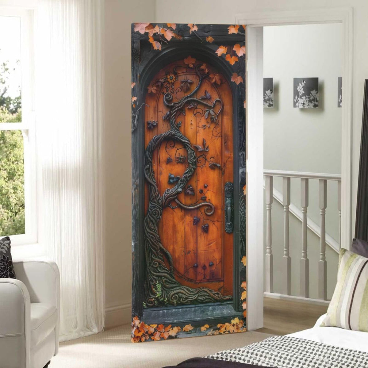 Burbuja Halloween Decoration - Stretch Fabric Backdrop Door Porch Covers for Home Party Holidays, 32x79 in