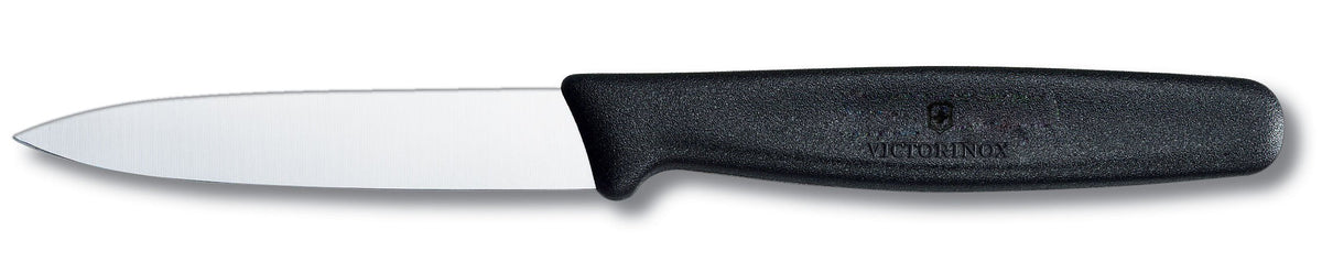 Victorinox 3.25 Inch Paring Knife with Straight Edge, Spear Point, Large Handle, Black